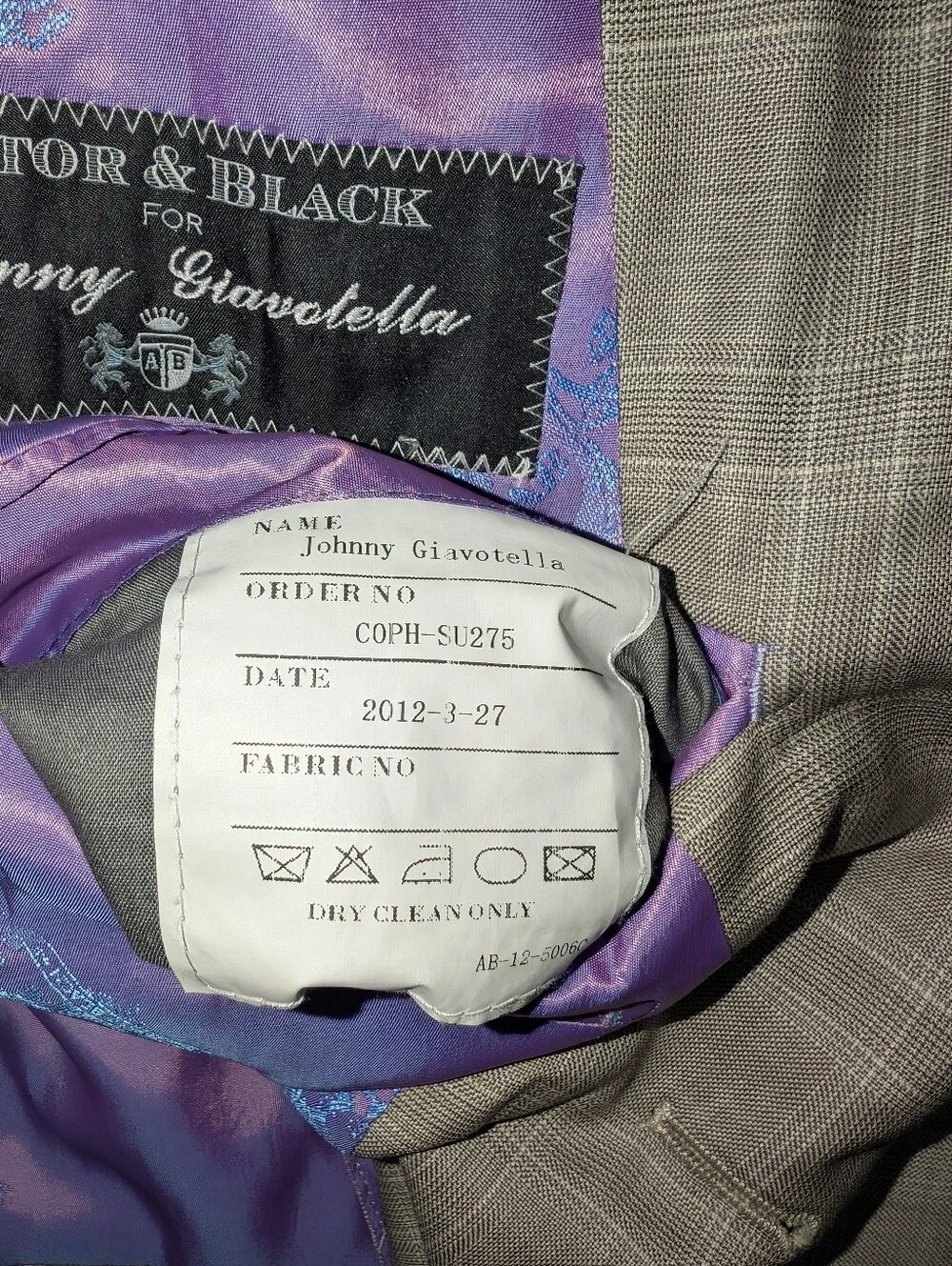 Astor & Black For Johnny Giavotella Grey Suit Jacket With Vest Size 36